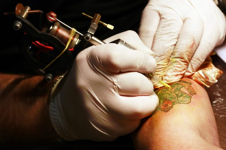Tattoo Gun, Gloves, Flower Tattoo Gun, Gloves, Flower