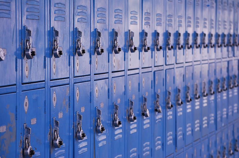 School, Blue, Lockers, Close Up School, Blue, Lockers, Close Up