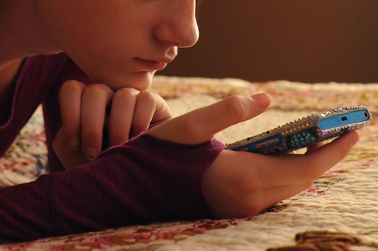 Teenager, Teen, Girl, Bedazzled, Cell Phone, Bed Teenager, Teen, Girl, Bedazzled, Cell Phone, Bed