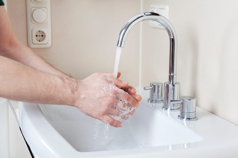 Washing Hands, Soap, Water, Sink, Male Washing Hands, Soap, Water, Sink, Male