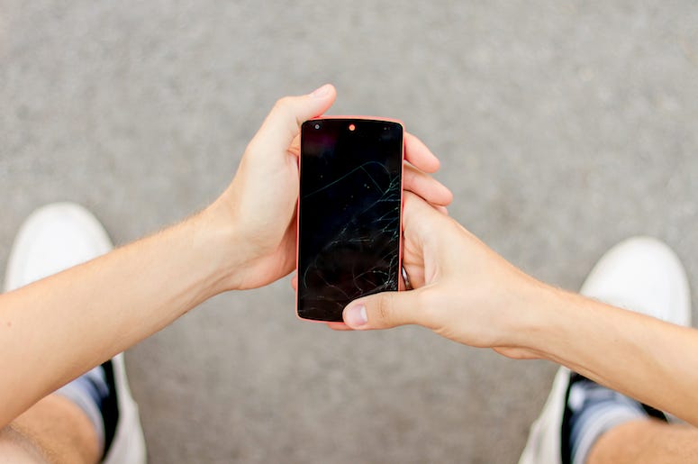 Cell Phone, Cracked Screen Cell Phone, Cracked Screen