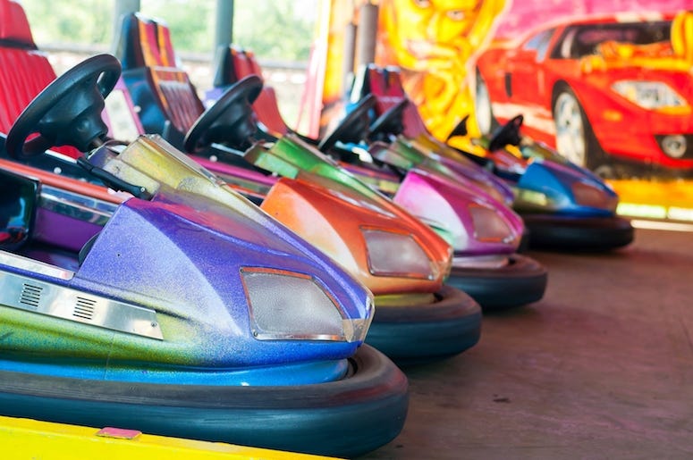 Bumper Cars, Colorful, Amusement Park Bumper Cars, Colorful, Amusement Park