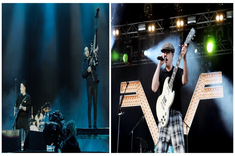 (Left) Fall Out Boy, Weezer (Right) (Left) Fall Out Boy, Weezer (Right)