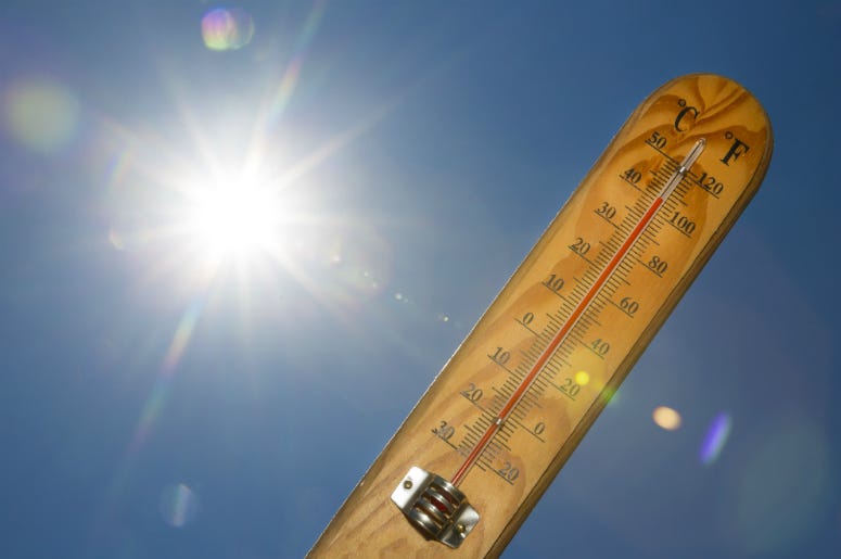Mercury thermometer marking 41 degrees Celsius 106 Fahrenheit in a sunny day. Texas,North,Road Trip,Water Park,Heat,Beat,Summer,List,Fun,Pool,Local,2018,DFW,100.3 Jack FM