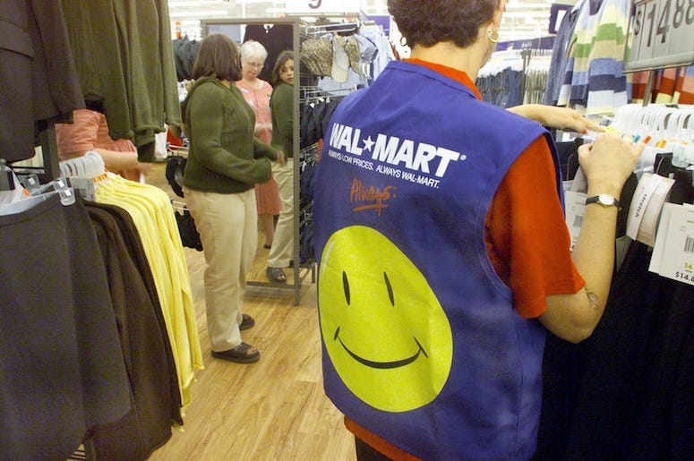 Walmart, Shopper, Employee, Vest, Clothing Rack, 2004 Walmart, Shopper, Employee, Vest, Clothing Rack, 2004