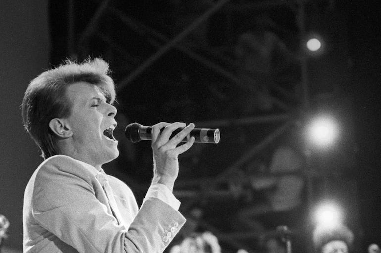 David Bowie, Concert, Singing, Black and White David Bowie, Concert, Singing, Black and White