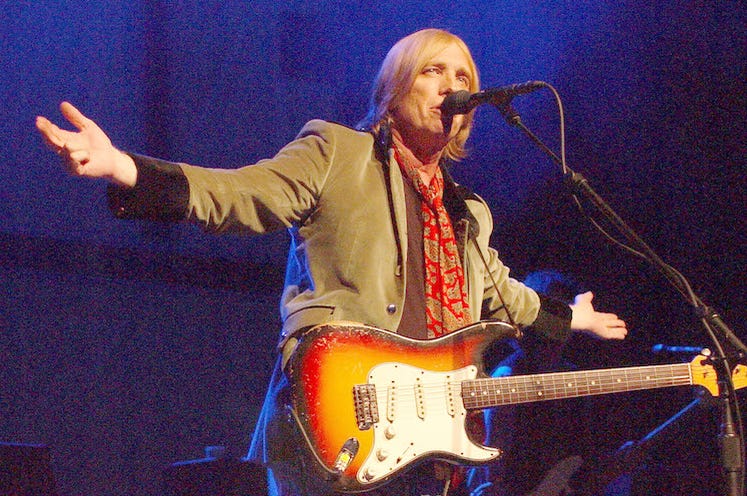 Tom Petty, Posing, Guitar, Arms Raised Tom Petty, Posing, Guitar, Arms Raised