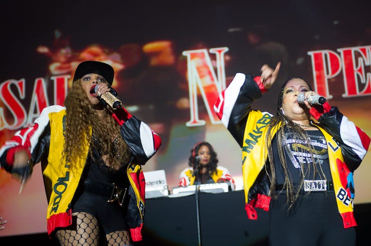 Sandra Denton, Cheryl James, Deidra Ropert, Salt-N-Pepa, DJ Spinderella, Live, I Love The '90s, Birmingham, 2017 Sandra Denton, Cheryl James, Deidra Ropert, Salt-N-Pepa, DJ Spinderella, Live, I Love The '90s, Birmingham, 2017