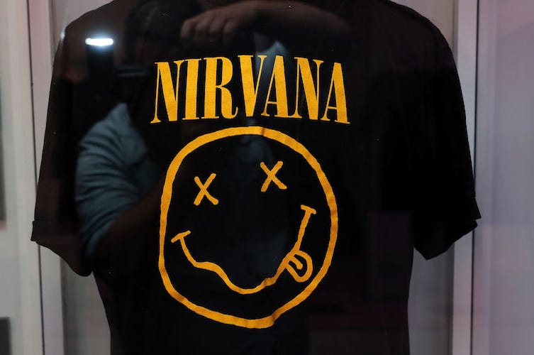 Kurt Cobain, Nirvana, Shirt, Smiley Face, Growing Up Kurt, Exhibit, 2018 Kurt Cobain, Nirvana, Shirt, Smiley Face, Growing Up Kurt, Exhibit, 2018
