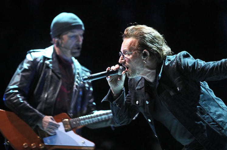 U2, Bono, The Edge, Concert, eXPERIENCE + iNNOCENCE Tour, O2 Arena, 2018 U2, Bono, The Edge, Concert, eXPERIENCE + iNNOCENCE Tour, O2 Arena, 2018
