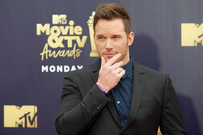 Chris Pratt attending the 2018 MTV Movie and TV Awards held at the Barker Hangar in Los Angeles, USA. Disney,Jurassic World,Jurassic Park,Fallen Kingdom,Box Office,Billion,Opening,Weekend,Gross,100.3 Jack FM