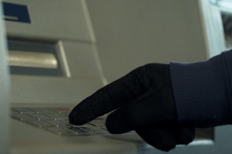 Man, Gloves, ATM, Cash, Pin Number, Keypad Man, Gloves, ATM, Cash, Pin Number, Keypad