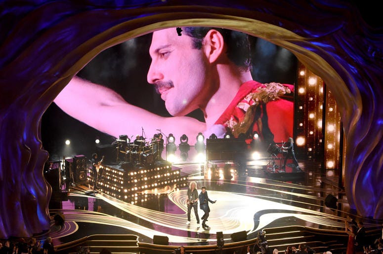 Queen performing at the Academy Awards