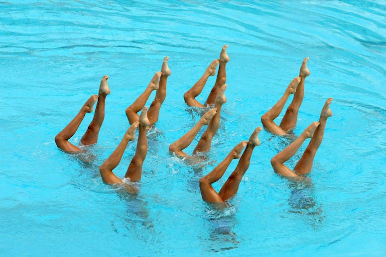 Synchronized Swimming, Pool, Water, Legs, Feet, Pointing Synchronized Swimming, Pool, Water, Legs, Feet, Pointing
