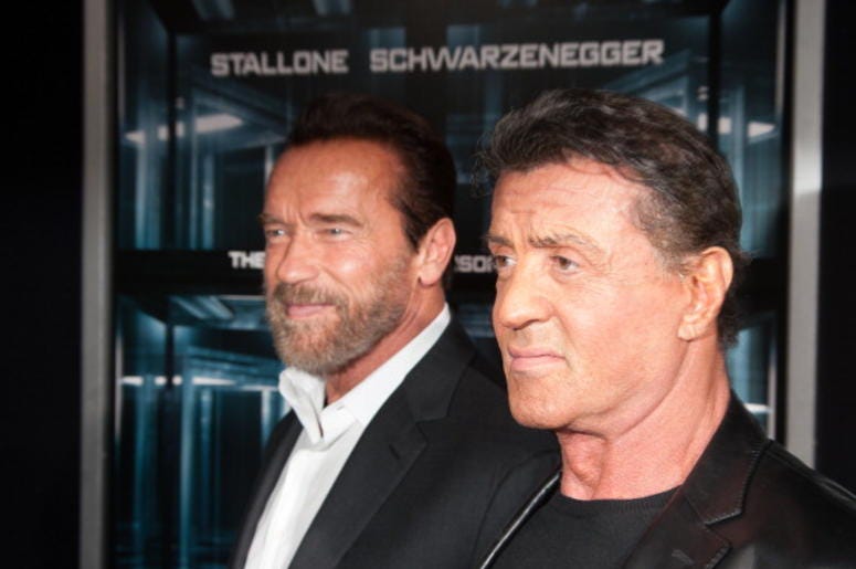 Actor Arnold Schwarzenegger and Sylvester Stallone