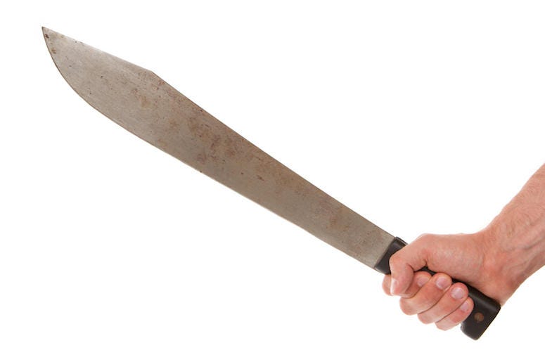 Machete, Man, Hand, Isolated, White Background Machete, Man, Hand, Isolated, White Background