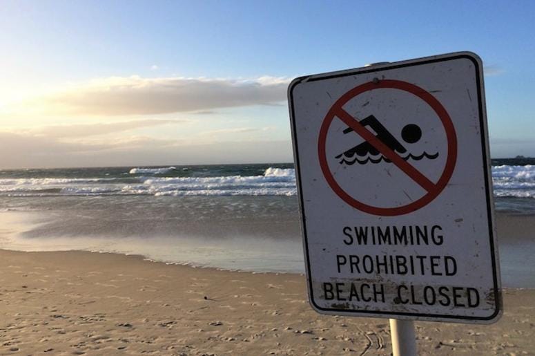 Ocean, Lake, Beach, Water, Closed, Warning, Sign, Beach Closed, No Swimming Ocean, Lake, Beach, Water, Closed, Warning, Sign, Beach Closed, No Swimming