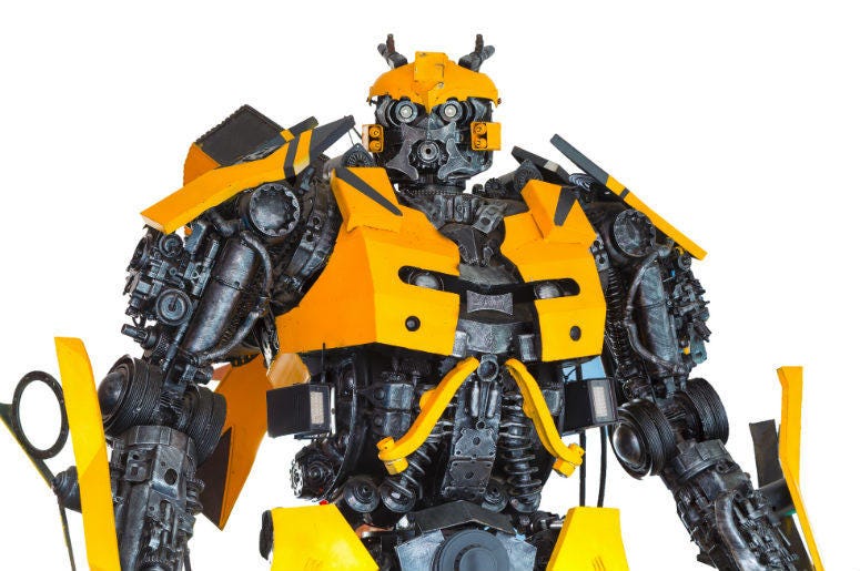 The Replica of Bumblebee robot made from iron. Transformer,Robot,Car,Japan,Brave Robotics,Astric,Sansei Technologies,Technology,Tech,Company,J-deite RIDE,Video,100.3 Jack FM