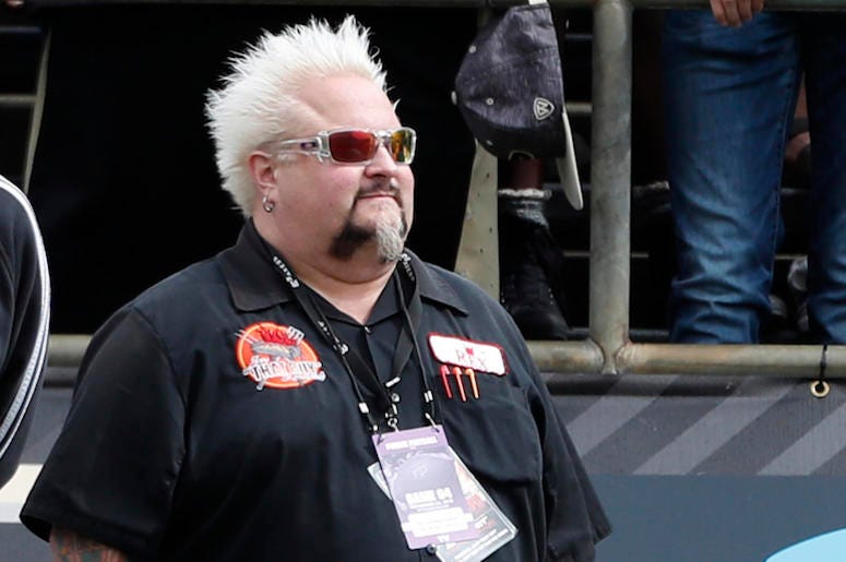 Guy Fieri, Sidelines, Sunglasses, Outside, Sunny, Staring Into The Distance, 2018 Guy Fieri, Sidelines, Sunglasses, Outside, Sunny, Staring Into The Distance, 2018