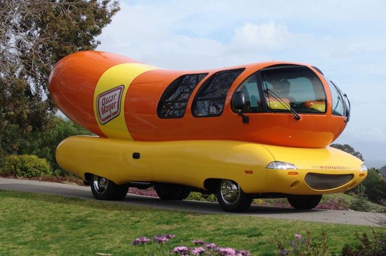 Oscar Meyer, Wienermobile, Field, Flowers, Majestic, 2004 Model, 2018 Oscar Meyer, Wienermobile, Field, Flowers, Majestic, 2004 Model, 2018