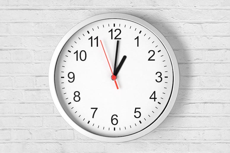 Clock, Time, White Brick Wall Clock, Time, White Brick Wall