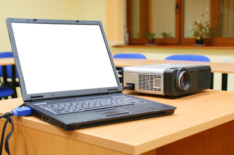 Laptop, Projector, School, Classroom, Desk Laptop, Projector, School, Classroom, Desk