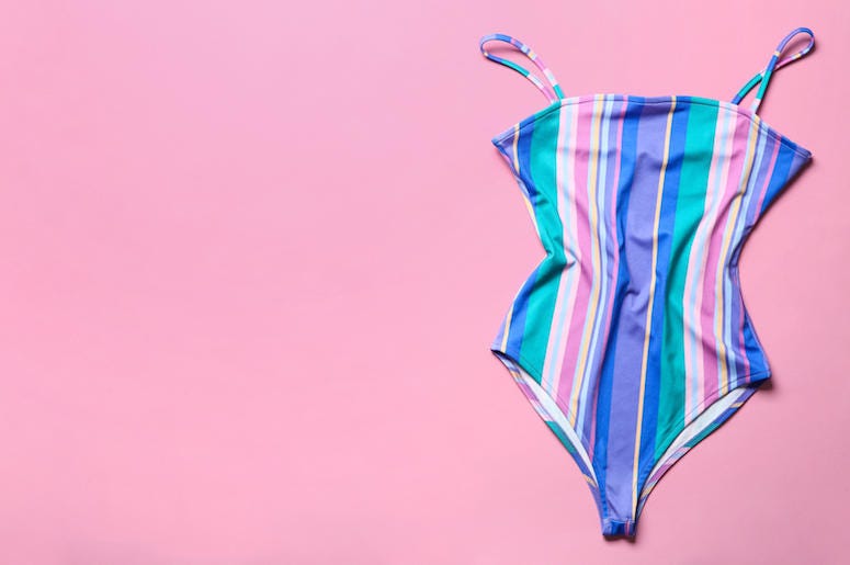 One Piece, Swimsuit, Pink Background One Piece, Swimsuit, Pink Background