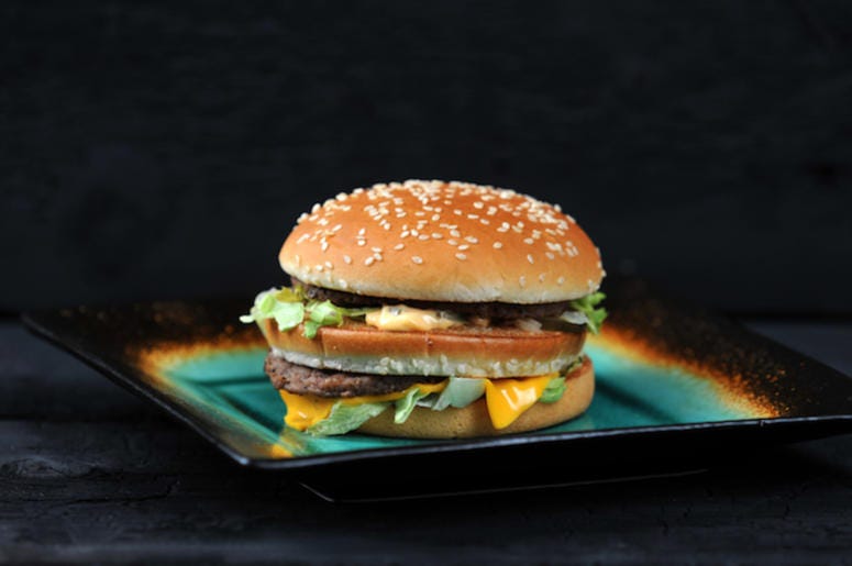 Big Mac, McDonald's, Hamburger, Black Background Big Mac, McDonald's, Hamburger, Black Background