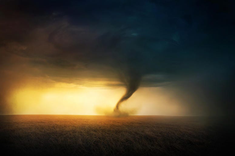 Tornado, Field, Sunset, Beautiful Tornado, Field, Sunset, Beautiful