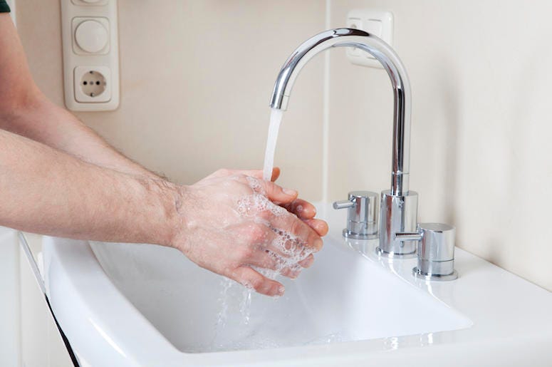 Washing Hands, Soap, Water, Sink, Male Washing Hands, Soap, Water, Sink, Male