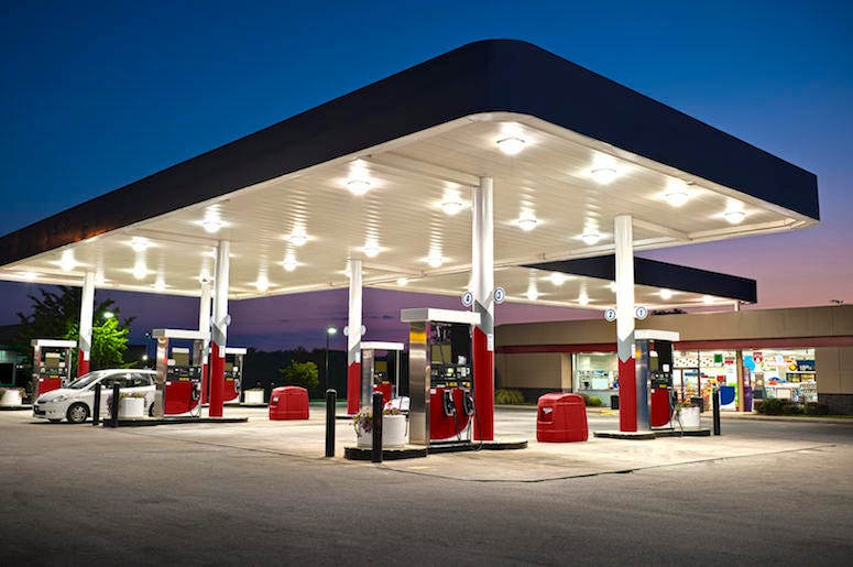 Convenience Store, Gas Station, Twilight, Sunset Convenience Store, Gas Station, Twilight, Sunset