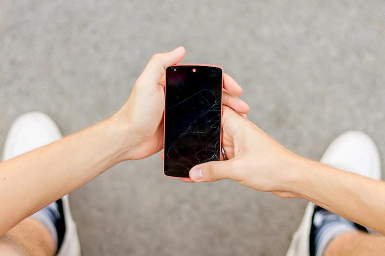 Cell Phone, Cracked Screen Cell Phone, Cracked Screen