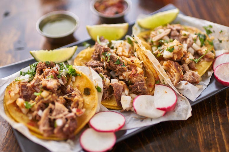 Street Tacos, Corn Tortillas, Carnitas, Veggies, Food Street Tacos, Corn Tortillas, Carnitas, Veggies, Food