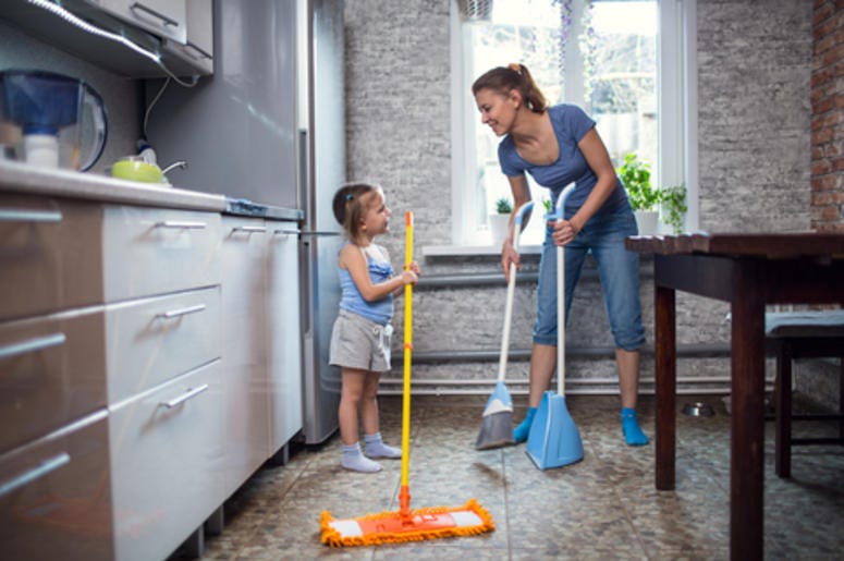 Family Cleaning the House Family Cleaning the house