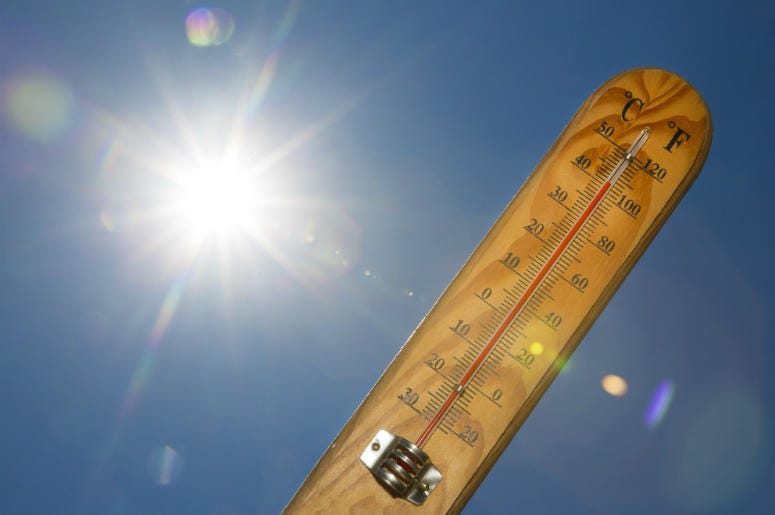 Mercury thermometer marking 41 degrees Celsius 106 Fahrenheit in a sunny day. Texas,North,Road Trip,Water Park,Heat,Beat,Summer,List,Fun,Pool,Local,2018,DFW,100.3 Jack FM