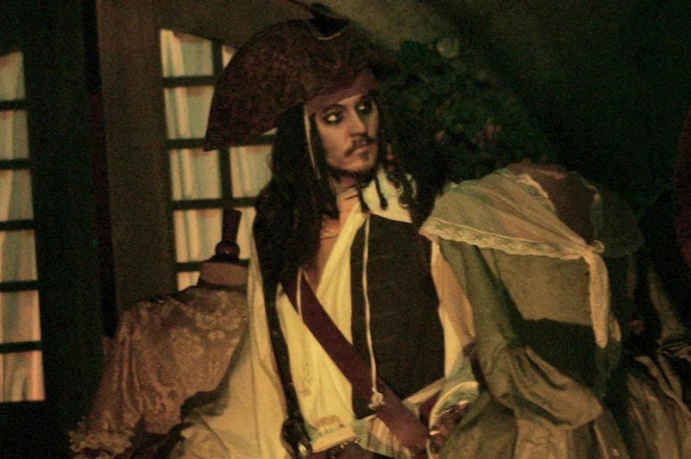 Johnny Depp, Animatronic, Jack Sparrow, Pirates Of The Caribbean, Ride Johnny Depp, Animatronic, Jack Sparrow, Pirates Of The Caribbean, Ride
