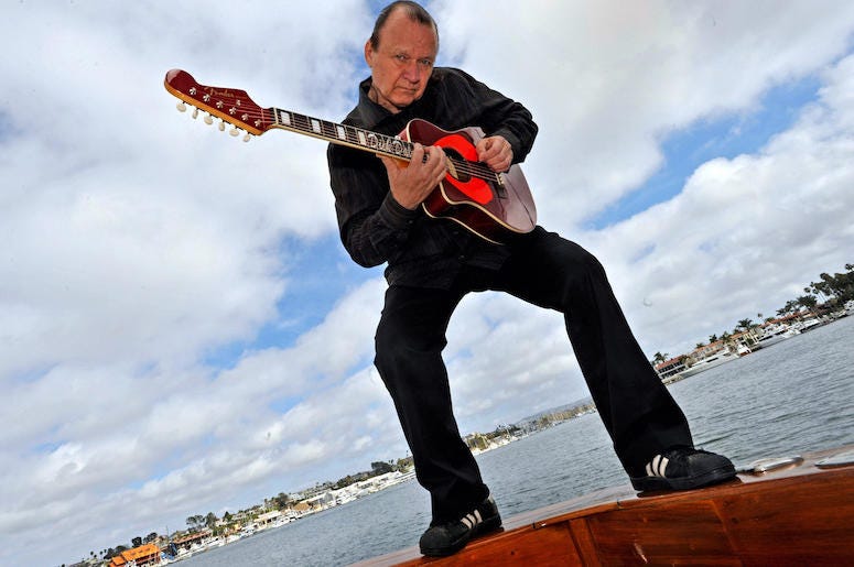 Dick Dale, Guitar, Yacht, Newport Harbor, Lake, Water, 2009 Dick Dale, Guitar, Yacht, Newport Harbor, Lake, Water, 2009