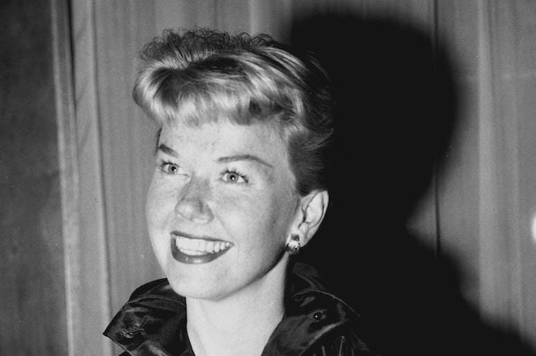 Doris Day, Smile, Claridge's Hotel, London, Black and White, 1955 Doris Day, Smile, Claridge's Hotel, London, Black and White, 1955
