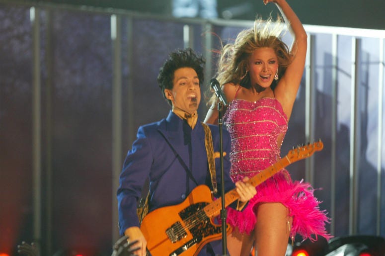 Beyonce and Prince perform at the 46th Annual Grammy Awards Beyonce and Prince perform at the 46th Annual Grammy Awards