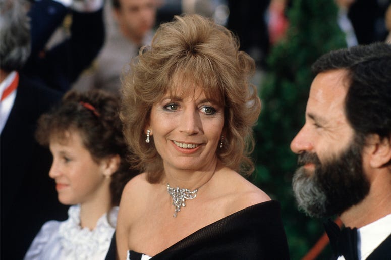 AP18352680439822 In this April 9, 1984 file photo, actress Penny Marshall arrives for the 56th Annual Academy Awards in Los Angeles. Marshall died of complications from diabetes on Monday, Dec. 17, 2018, at her Hollywood Hills home. She was 75. (AP Photo/Reed Saxon, File)