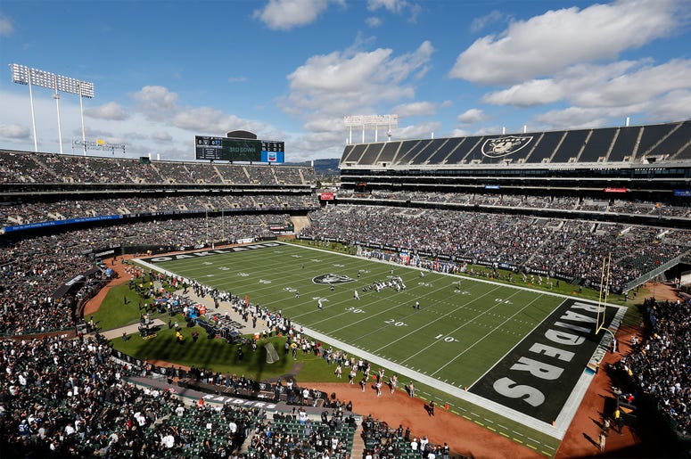 AP19074617565890 In this Oct. 28, 2018, file photo, fans watch during the first half of an NFL football game between the Oakland Raiders and the Indianapolis Colts at Oakland Alameda County Coliseum in Oakland, Calif. (AP Photo/D. Ross Cameron, File)