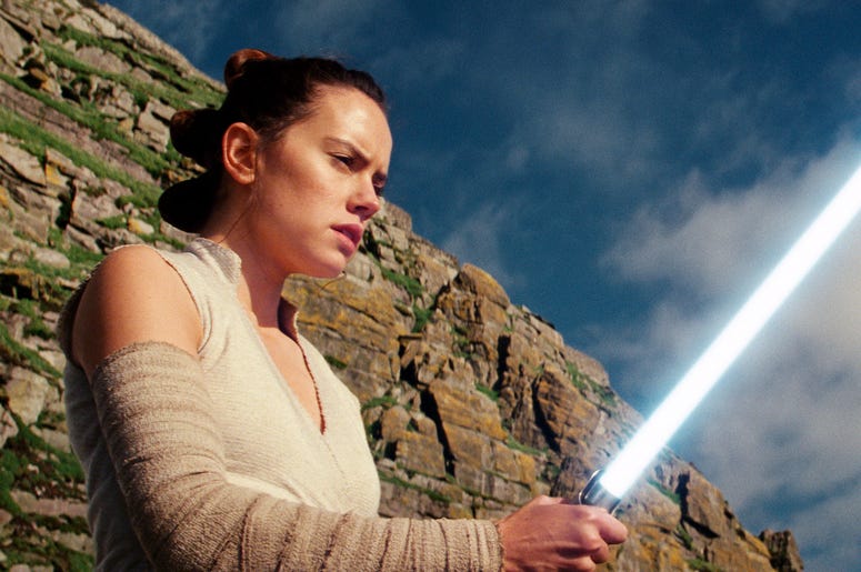 AP19101777865372 This image released by Lucasfilm shows Daisy Ridley as Rey in "Star Wars: The Last Jedi." (Lucasfilm via AP)