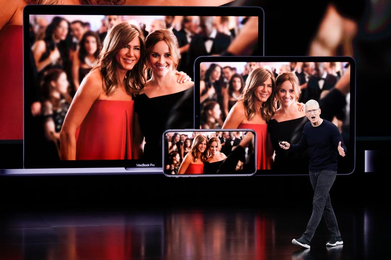 AP19253629669893 Apple CEO Tim Cook announces new products at an event Tuesday, Sept. 10, 2019, in Cupertino, Calif. (AP Photo/Tony Avelar)