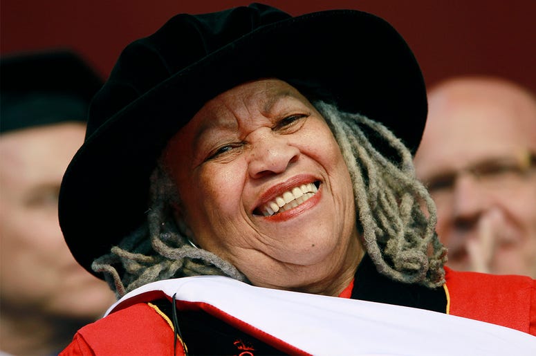 AP19316556954257 In this May 15, 2011 file photo, Pulitzer and Nobel Prize-winning author Toni Morrison smiles after delivering a speech during the Rutgers University commencement ceremony, in Piscataway, N.J. (AP Photo/Julio Cortez, File)