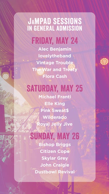 BottleRock Napa Valley JaMPad Line-up 2019 BottleRock Napa Valley JaMPad Line-up 2019