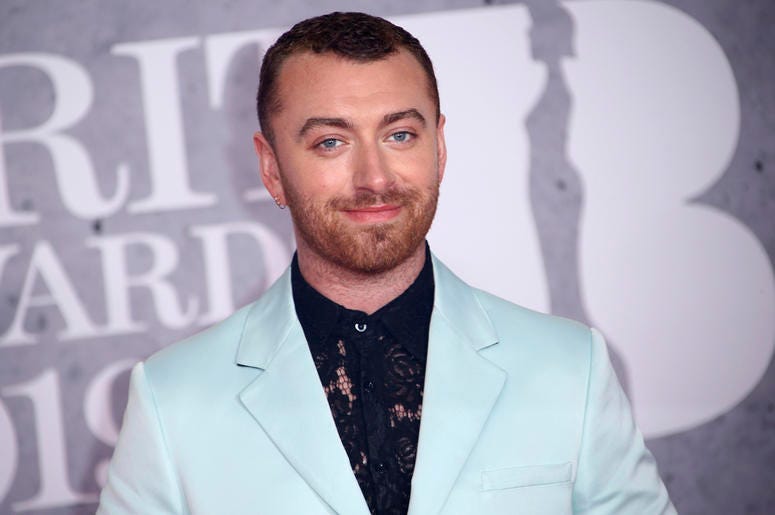 AP19256688994394 This Feb. 20, 2019, file photo shows singer Sam Smith posing for photographers upon arrival at the Brit Awards in London. (Photo by Joel C Ryan/Invision/AP, File)