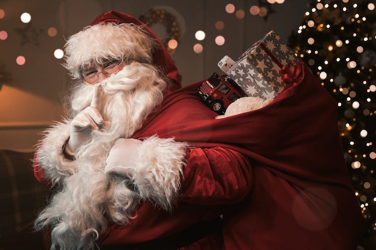 Santa, Whisper, Shh, Finger on Lips Santa, Whisper, Shh, Finger on Lips