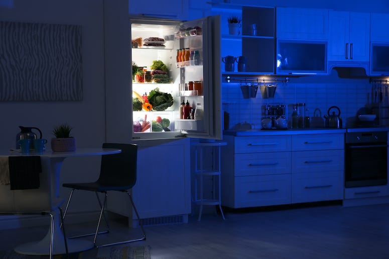 Kitchen, Night, Refrigerator, Open Door Kitchen, Night, Refrigerator, Open Door