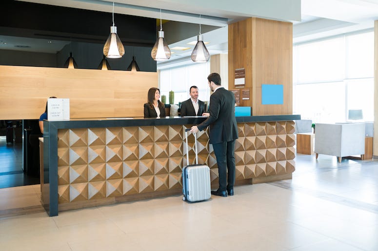 Hotel Lobby, Clerks, Check In, Luggage Hotel Lobby, Clerks, Check In, Luggage