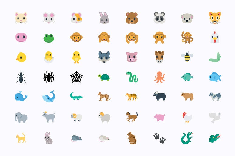 (Turgay Malikli/ iStock/ Getty Images Plus) Animals Vector Illustration Emojis, Icons Set. All Flat Wildlife Symbols Collection – Vector